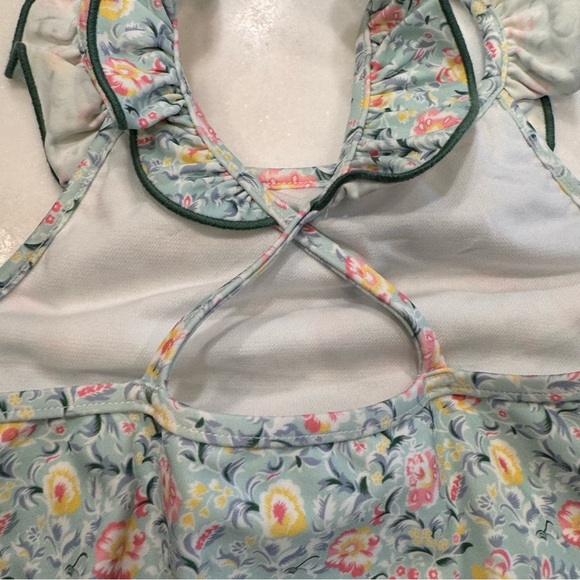 NWT Polo Ralph Lauren Floral Ruffled Criss Cross Back  Swimsuit Girls Size 6X - Picture 9 of 11